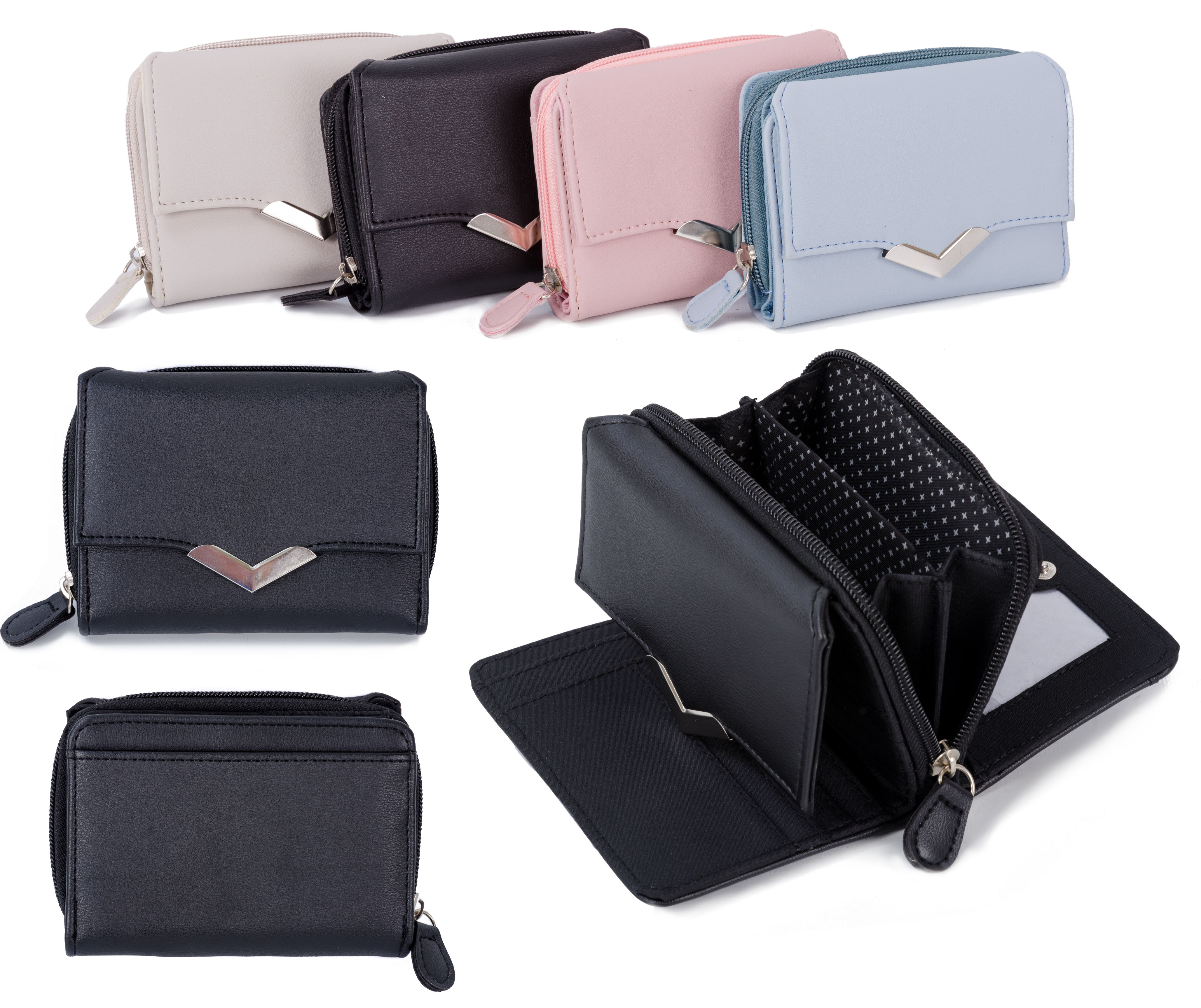 (image for) JBPS174 BLACK PU PURSE W/ 2 SECTIONS AND COIN DIVIDER
